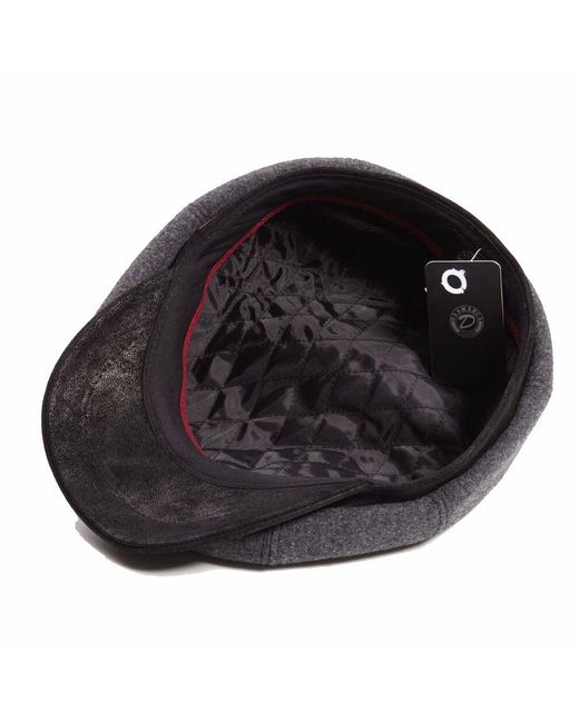 Dasmarca Hats Gray Eden Wool Newsboy Bakerboy Peaky Cap With Leather Visor Peak for men