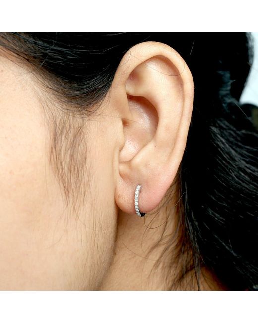 Artisan White Diamond Huggies Earrings