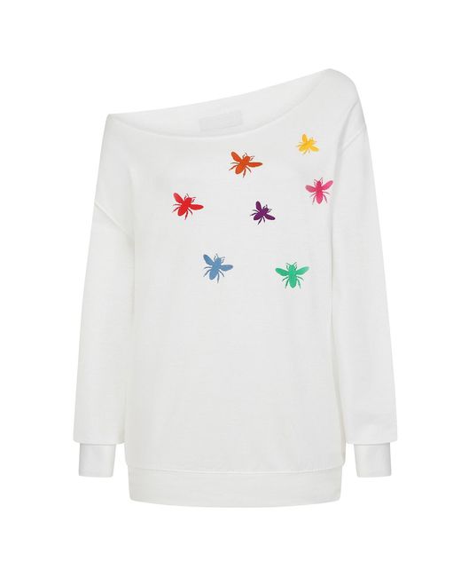 James Steward White Bee Embroidered Sweatshirt