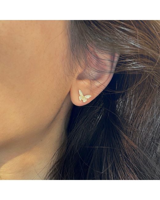 KAMARIA Metallic Butterfly Stud Earrings With Diamonds