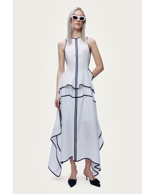 Nocturne Metallic Contrast Trim Asymmetric Hem Skirt