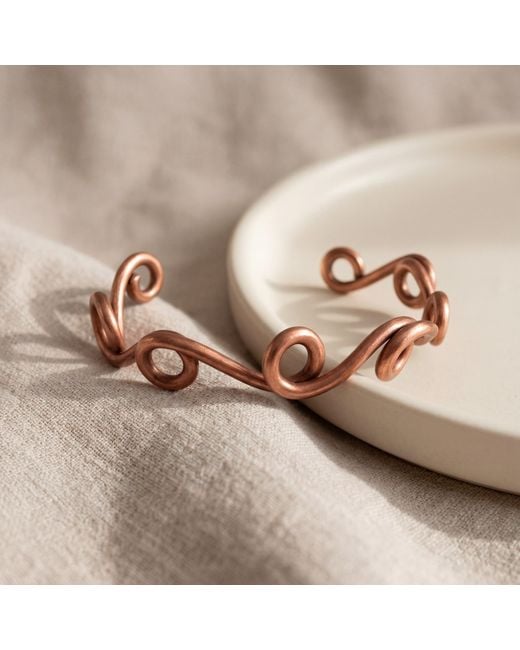 Anatoliacraft Brown Copper Twisted Cuff Bracelet – Handmade Sculptural Open Bangle