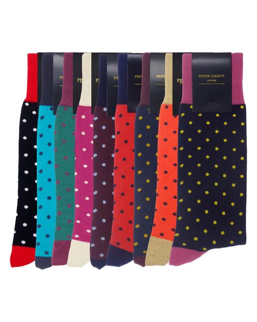 Peper Harow - Made in England Pink Pin Polka Socks Bundle for men