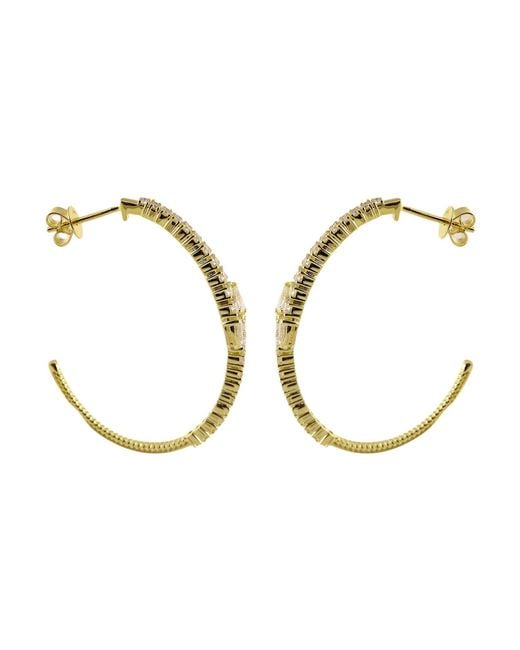 Artisan Metallic 14K Pear Cut Diamond Open Hoop Earrings