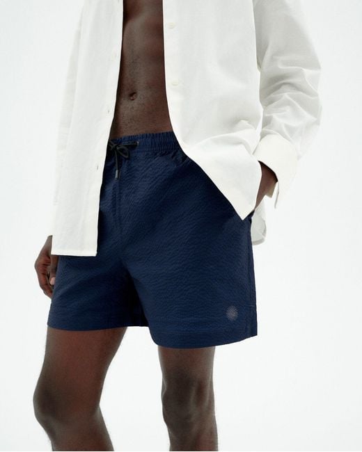 Thinking Mu Blue Seersucker Limpopo Swimsuit for men