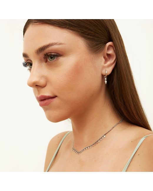 Spero London Metallic Multiple Star Sterling Station & Saturn Necklace Stacking Layering Set