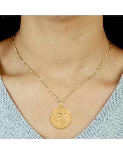 Artisan Metallic Diamond Sagittarius Zodiac Medallion Pendant