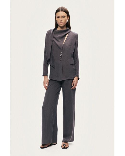 Nocturne Black Asymmetrical Draped Tailored Jacket