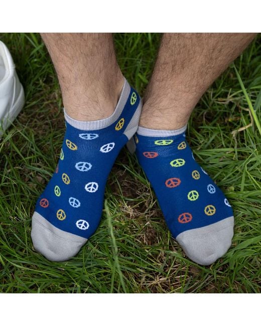 Peper Harow - Made in England Blue Peace Luxury Crew & Trainer Socks Bundle for men