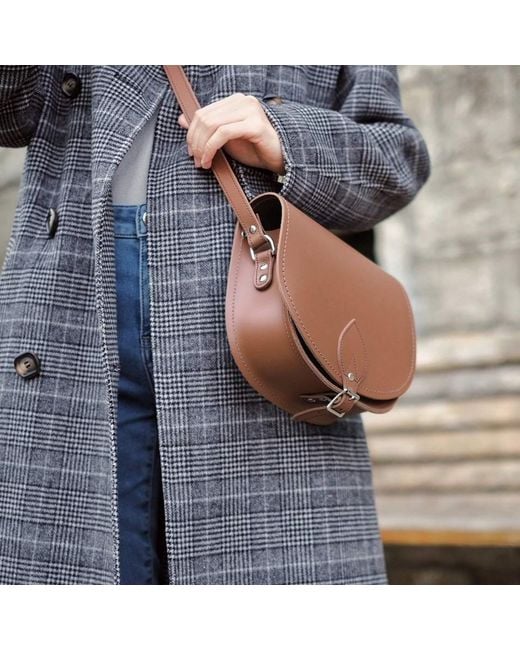 Zatchels Brown Handmade Leather Small Saddle Bag