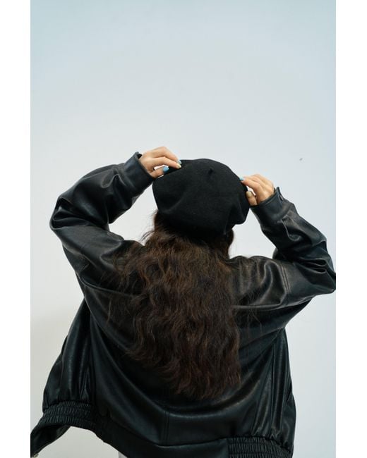 Lost Pattern Black Bon Chic Wool Beret
