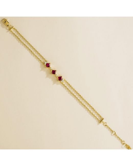 Juvetti Metallic Forma Bracelet Set With Ruby & Diamond