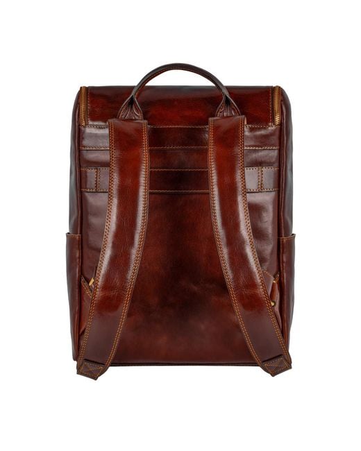Time Resistance Brown Large Leather Backpack for men