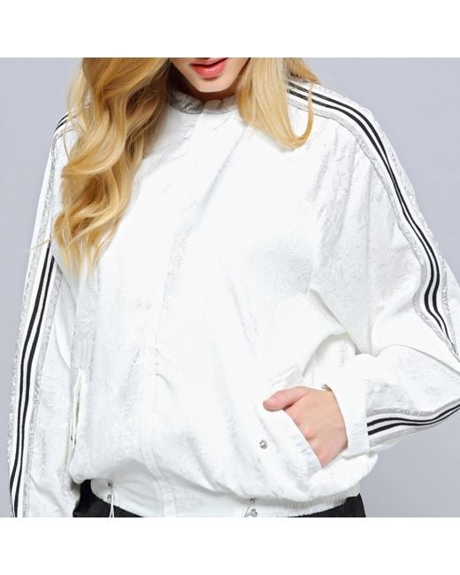 Smart and Joy Natural Light Embossed Bomber Jacket