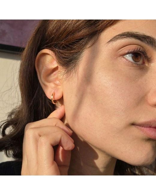 Harfi Metallic Tiny Plain Everyday Classic Plated Hoop Earrings