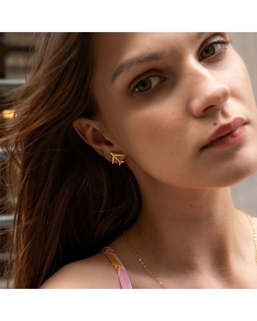 Spero London Metallic Airplane Sterling Stud Earring