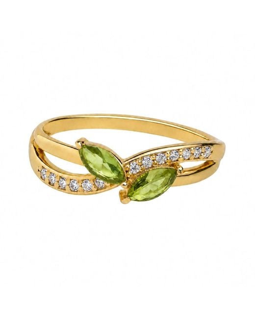 Belinda Jewelz Yellow Peridot Marquise Bypass Birthstone Ring
