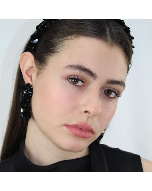PINAR OZEVLAT Black Blossom Drop Earrings