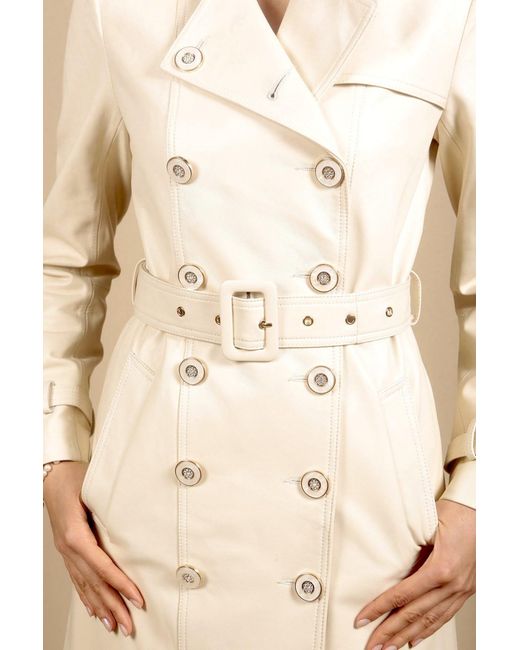 Santinni Natural Neutrals 'Belle Du Jour' 100% Leather Trench Coat