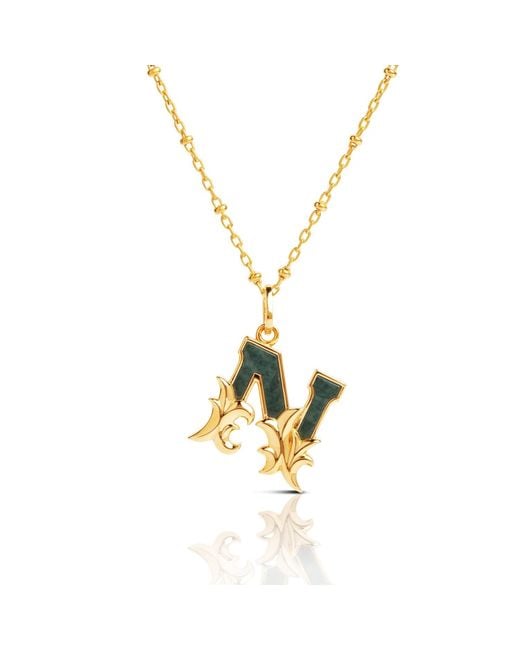 Kasun Metallic Plated N Initial Necklace With Marble