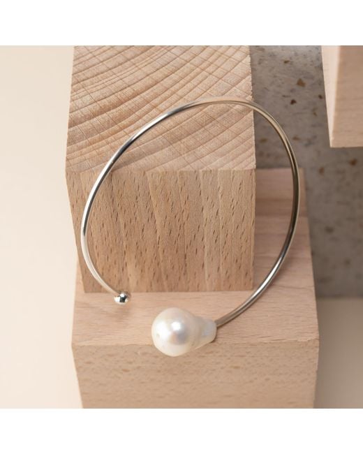 Silver Moon Metallic Sterling Bracelet With Pearl