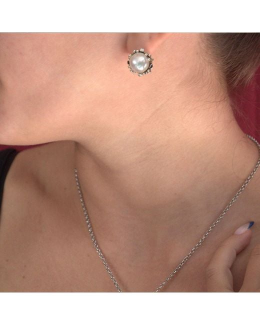 Unaloe Metallic Ribes Earrings Sterling With Natural Pearl – Artisan Textured Jewelry