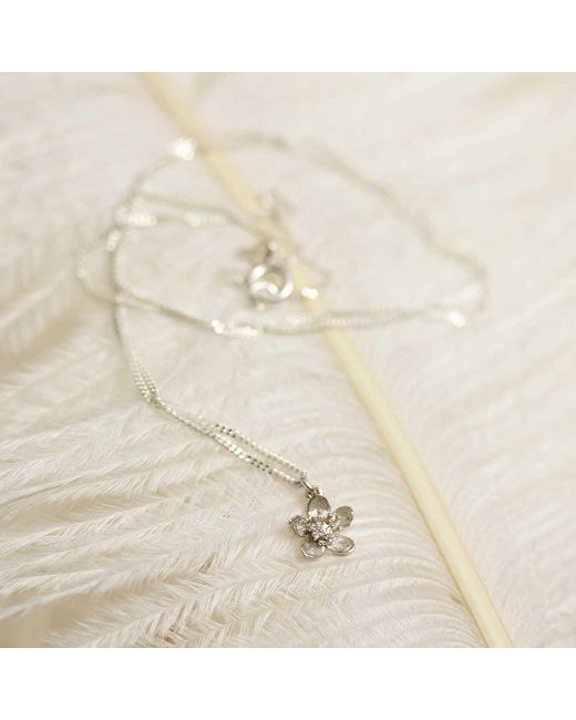 Lee Renee Metallic Cherry Blossom Necklace – Silver