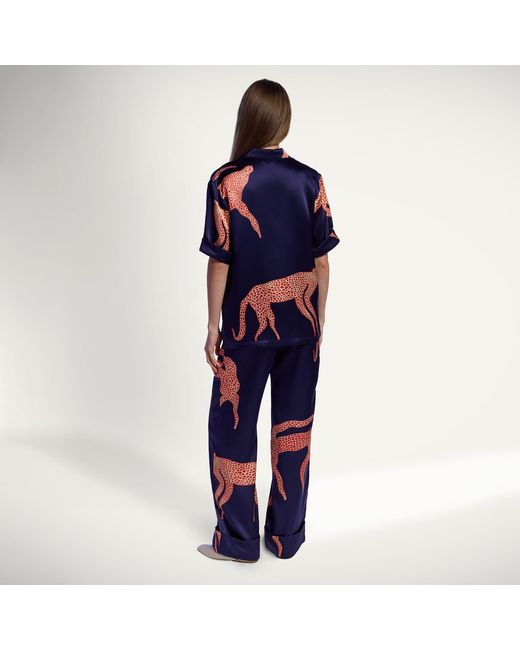 Piola Blue Mulberry Silk Pyjama Set Short Sleeve