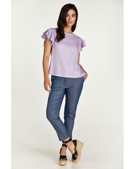 Conquista Purple Frill Detail Lilac Top