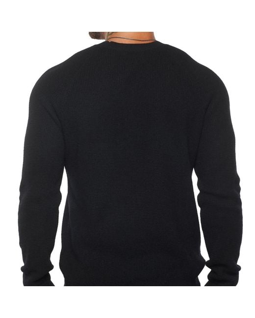 Weston Jon Boucher Black Valen Waffle Knit Cashmere And Wool Fitted Lightweight Sweater for men
