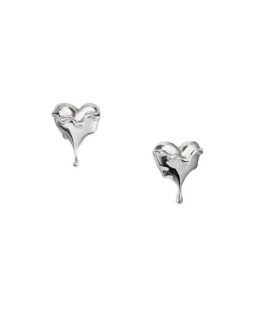 MARIE JUNE Jewelry Metallic Dripping Heart Sterling Stud Earrings