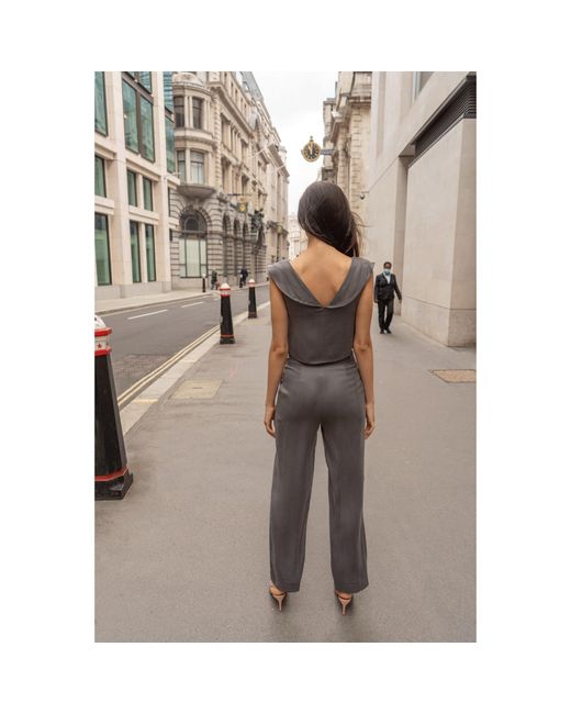 Femponiq Gray Viscose & Cupro Blend Pants