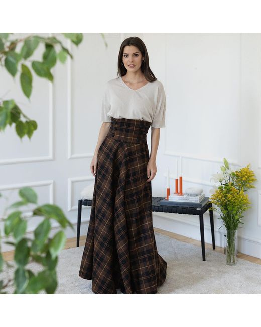 Nikka Place Black Long Wool Skirt With High Waist And Pockets