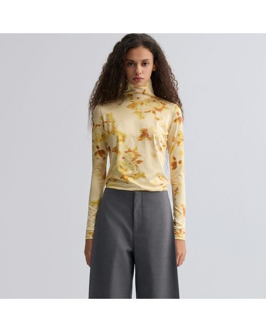 FRONT ROW SHOP Yellow Rosetta Long Sleeve Turtleneck Top