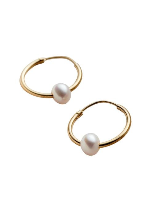Posh Totty Designs Metallic Yellow Gold Plated Pearl Hoop Earrings