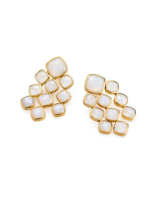 Lulu B London Metallic Moonstone Chandelier Gemstone Earrings