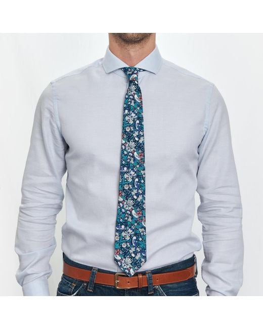 LE COLONEL Blue Liberty Strawberry Thief Tie for men
