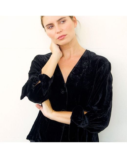 Bel Cashmere Black Fara Velvet Blouse