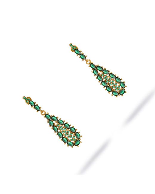 Ebru Jewelry Green Queen's Grace Emerald Drop Earrings