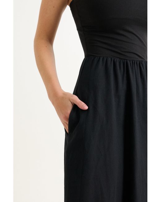 Louche Blue Soumia Jersey Bodice And Recycled Cotton Skirt Midaxi Dress