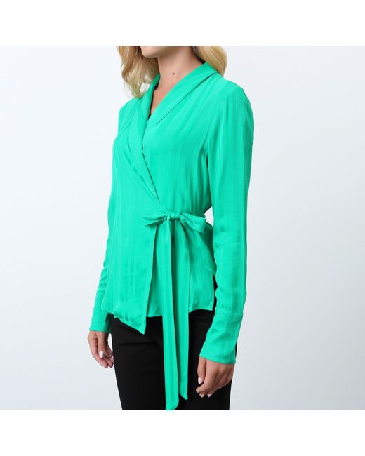 Smart and Joy Green Warp Long Sleeves Blouse