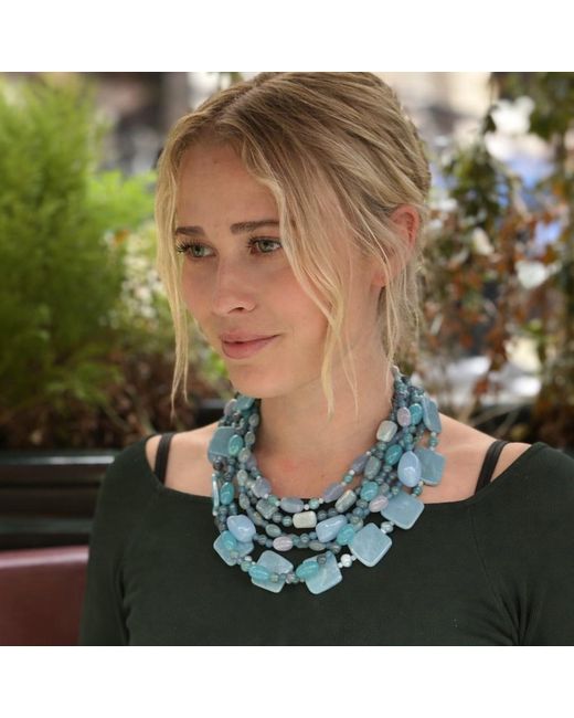 Michael Nash Jewelry Blue Otilia Multi Strand Shades Of Resin Beads