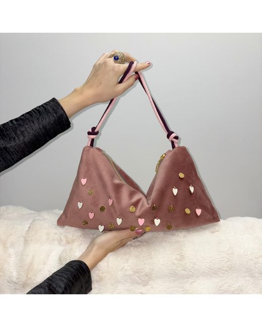 Hilo De Mar Brown Velvet Bag With Charms