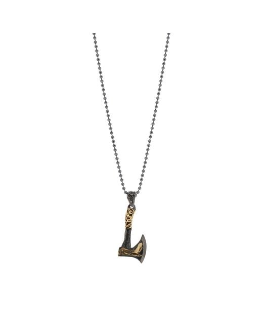 Ebru Jewelry Metallic Viking Warrior Axe Sterling & Pendant Chain Necklace for men