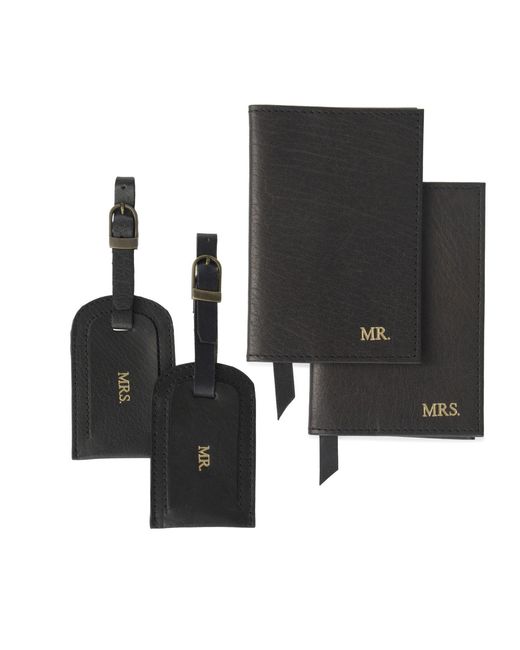 VIDA VIDA Black Mr & Mrs Leather Travel Set