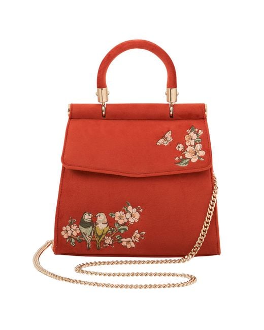 Fable England Red Lovebirds Mini Top Handle Tote
