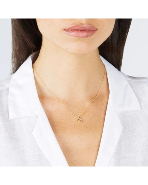 Spero London Metallic Sterling Tiny Mini Wishbone Necklace