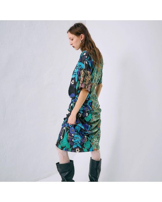 Miro Misljen Blue Wild Botanica Statement Dress