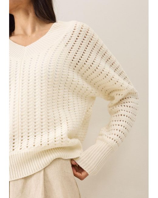 Loop Cashmere White Pointelle Sweater
