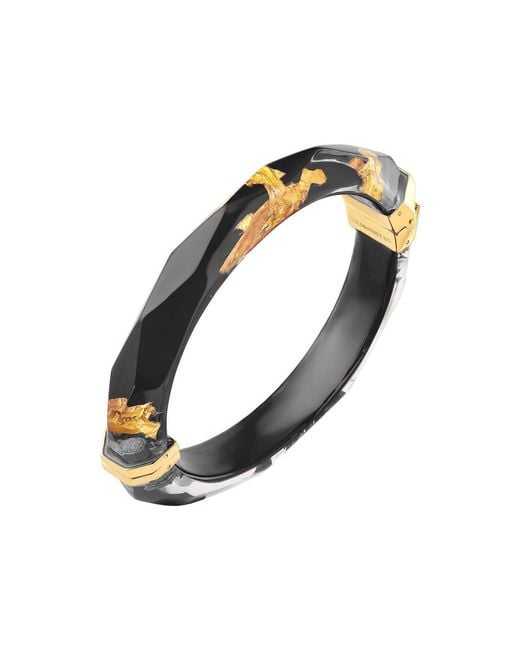 Gold & Honey Black 24K Leaf Lucite Bangle